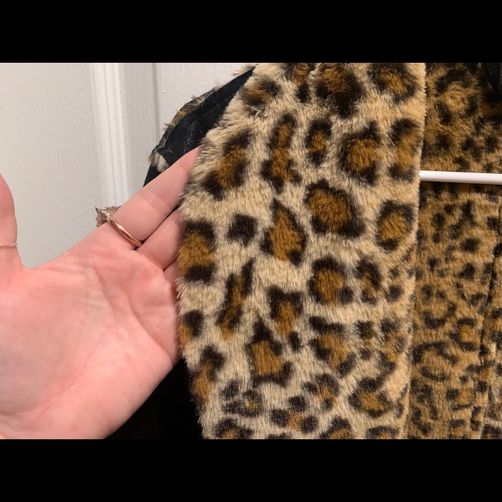 Black soft trench with leopard trim 2x - Picture 4 of 9
